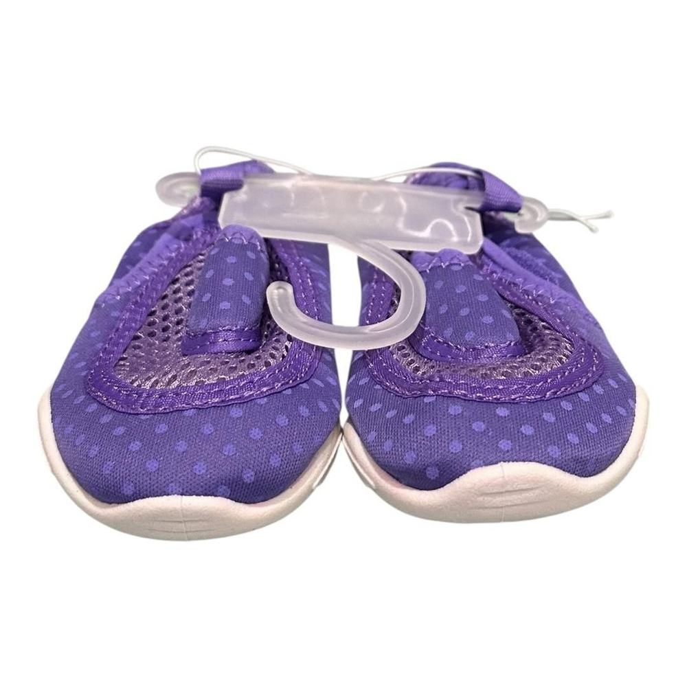 Joe Fresh Slippers Girls Size 8 Purple Mesh Slip On Polka Dot Rubber Sole Shoes - Picture 2 of 6